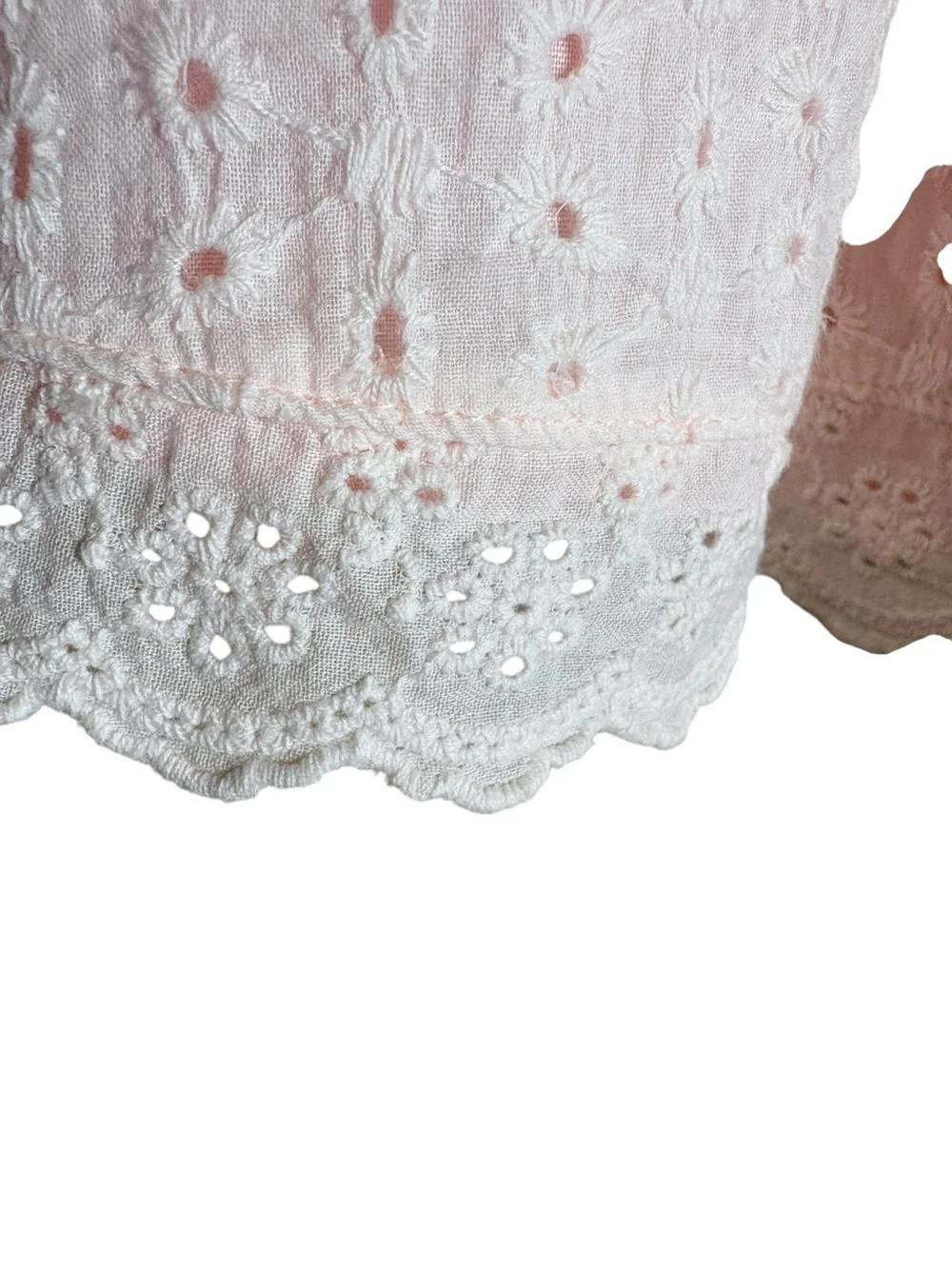 Badgley Mischka Girls Size 5 Pink Eyelet Pearl Flower Girl Party Dress